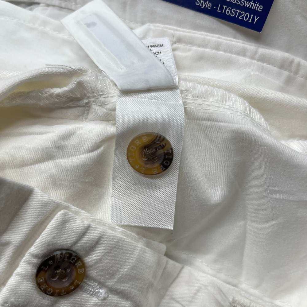 Le Tigre Mens Chino Shorts White Size 40 NWT Vintage Style Preppy Cotton Twill - Picture 10 of 11